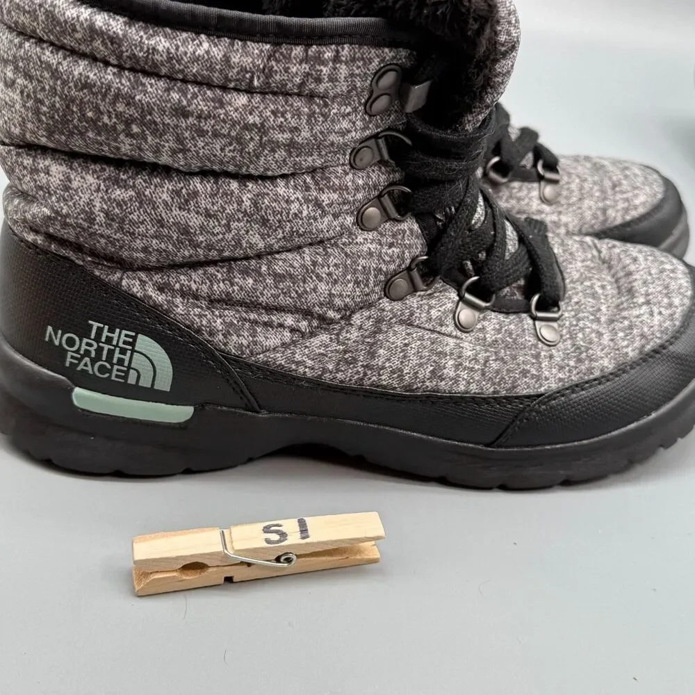 The North Face ThermoBall Lace II Women's 8 Gray Black Snow Boots Casual Outdoor